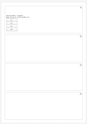 Rendered four-panel manga storyboard