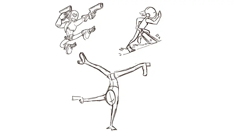 p for pistol movement sketches