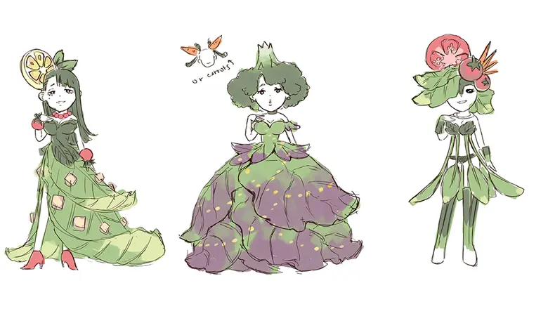 p for pistol veggie boss sketch concept